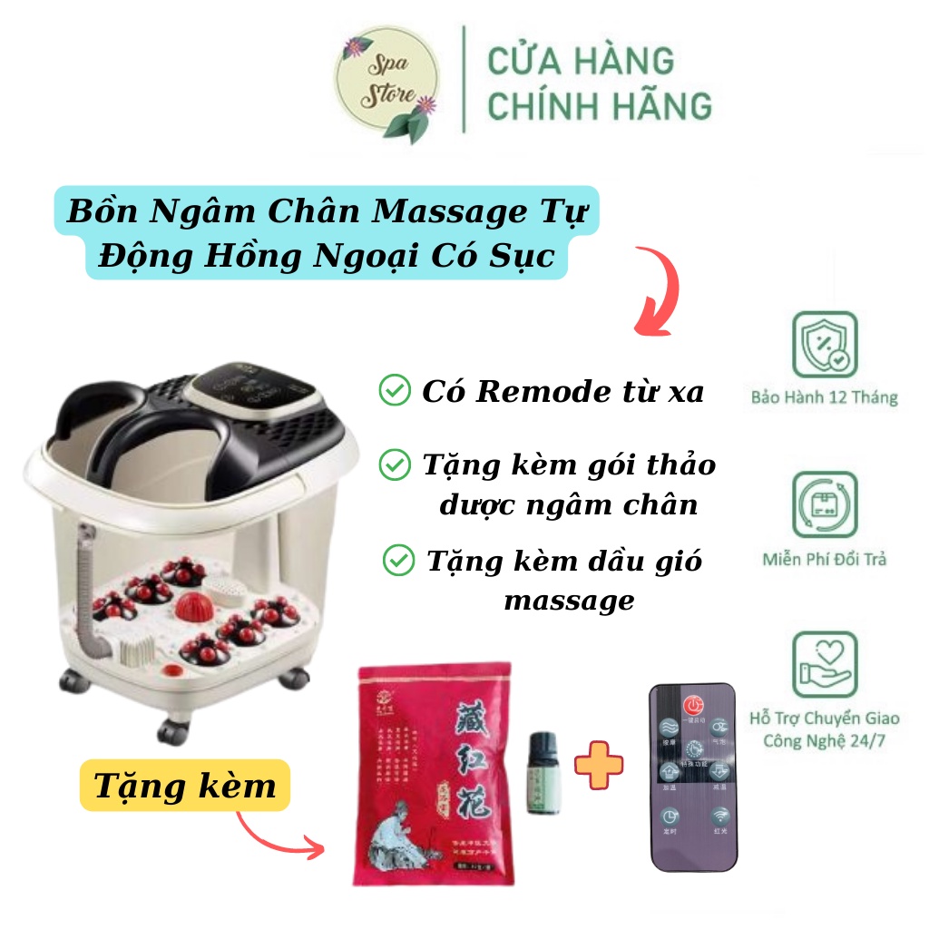 Bồn Ngâm Chân Hồng Ngoại Tự Động Massage Tặng Kèm Gói Thảo Dược Ngâm Chân