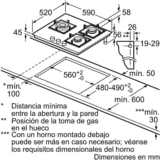 BẾP GAS 3 VÙNG NẤU ÂM TỦ BOSCH PPC6A6B20 SERIE 6, BẢO HÀNH 24 THÁNG, MADE IN SPAIN CÓ ĐIỀU KHIỂN