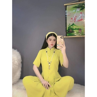 Mẫu cổ tàu lụa trơn #đồ lam_đồ đi chùa