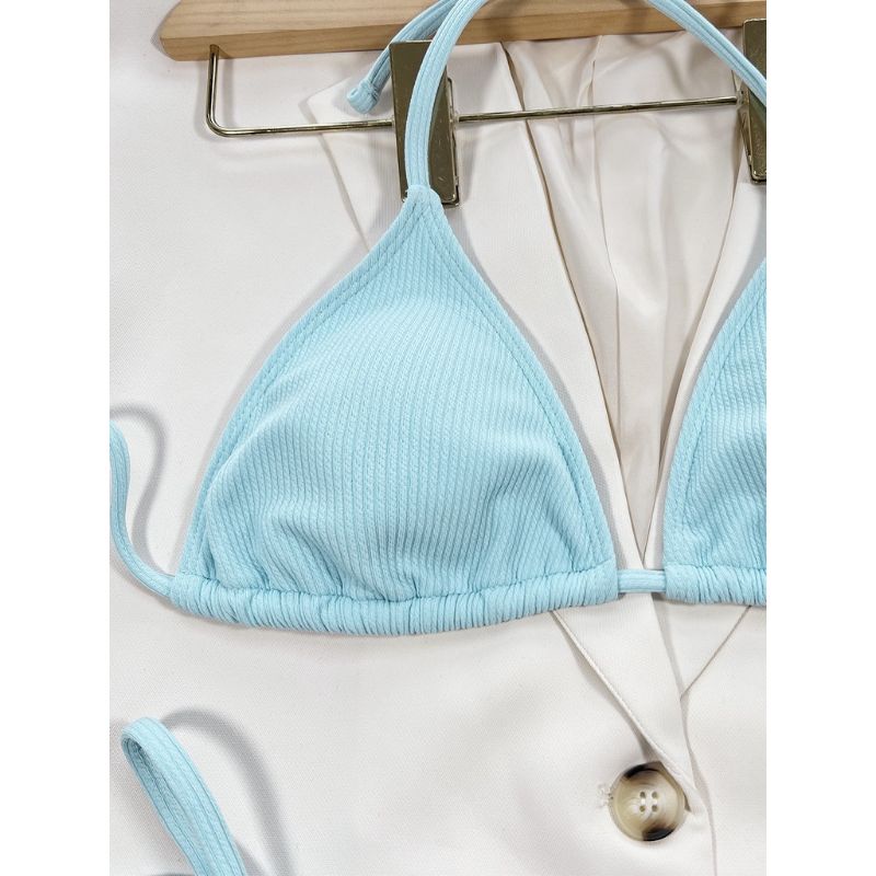 Lakie_bikini: Bikini Tam Giác Basic Khoét Hông Cạp Cao Nâu Tây