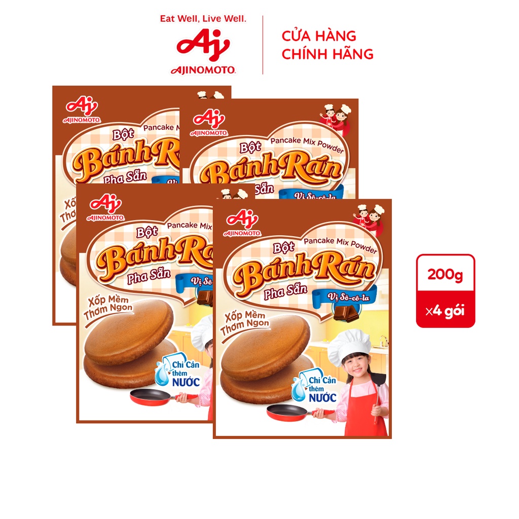 Combo 4 gói Bột Bánh Rán Vị Socola Ajinomoto (200g/gói)