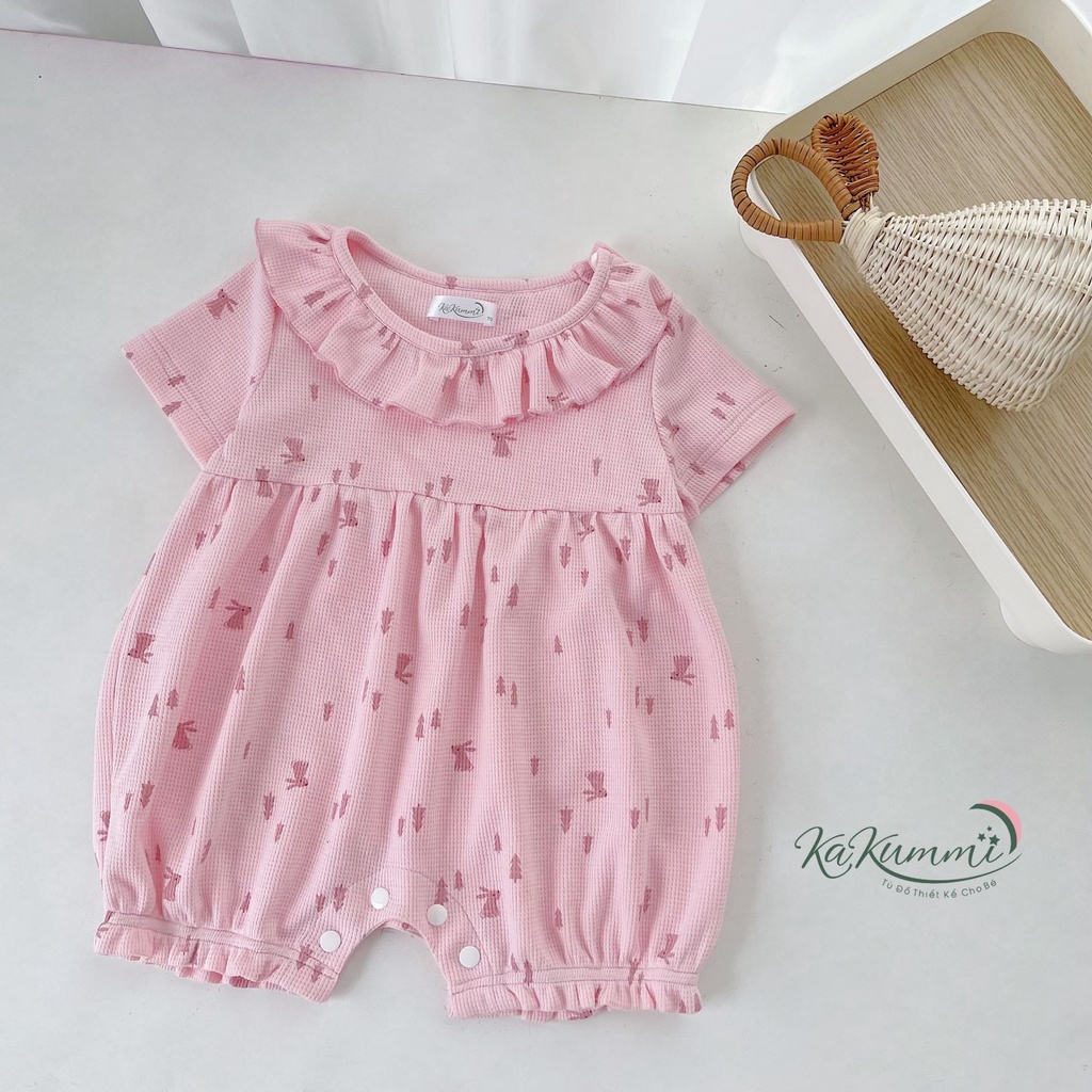 Body cotton phối bèo cổ cho bé gái chất liệu cotton co giãn 4 chiều  Kakummi