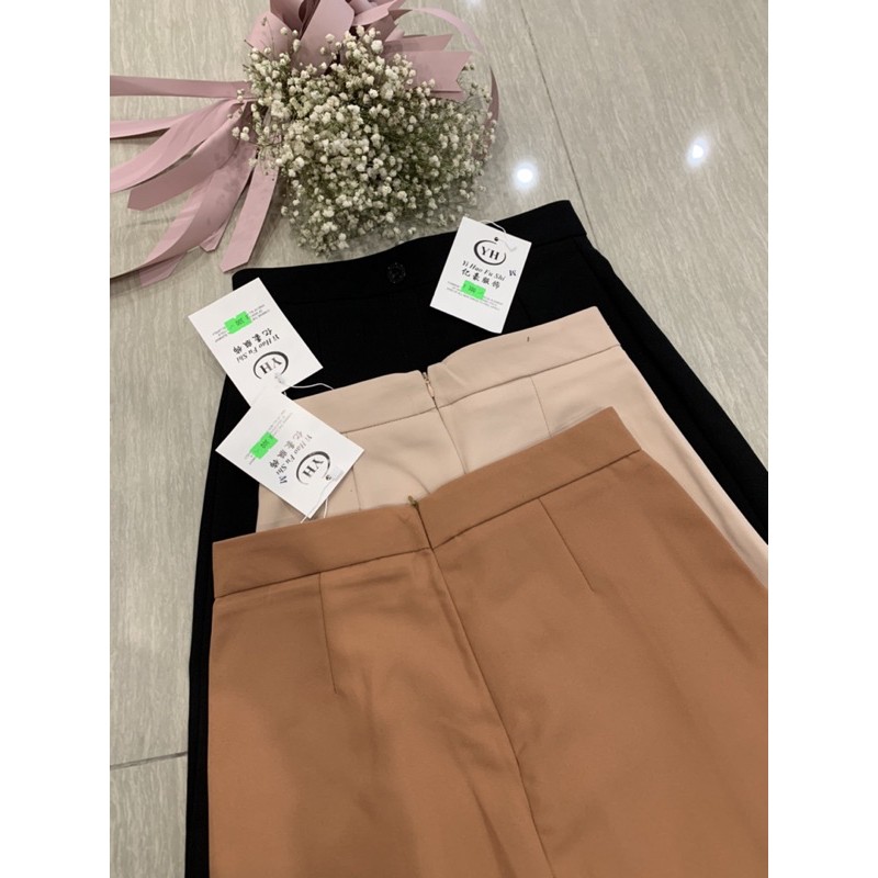 Chân váy dài midi đính cúc dáng xoè, chân váy công sở dài qua gối