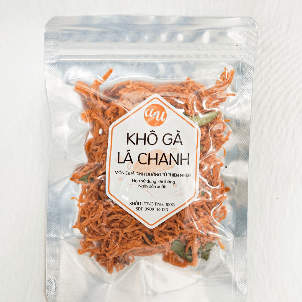 100g Khô gà lá chanh xé sợi có chứng nhận ATVSTP - Khô gà ngon loại 1 | Gà khô lá chanh thơm ngon vừa phải đậm vị