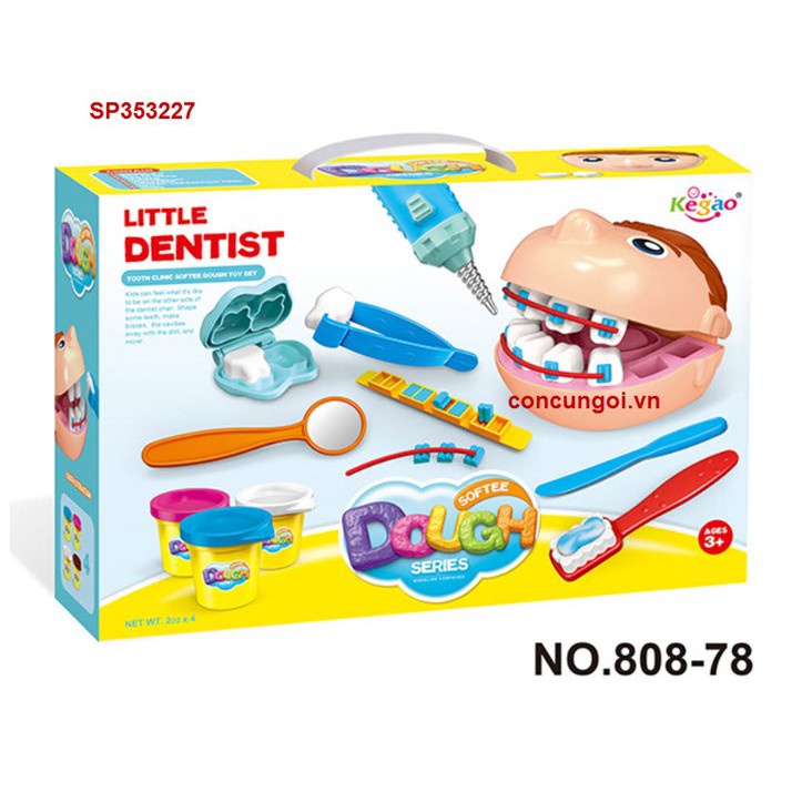 Khám răng bác đầu to- Bé nặn răng-little dentis-Dough