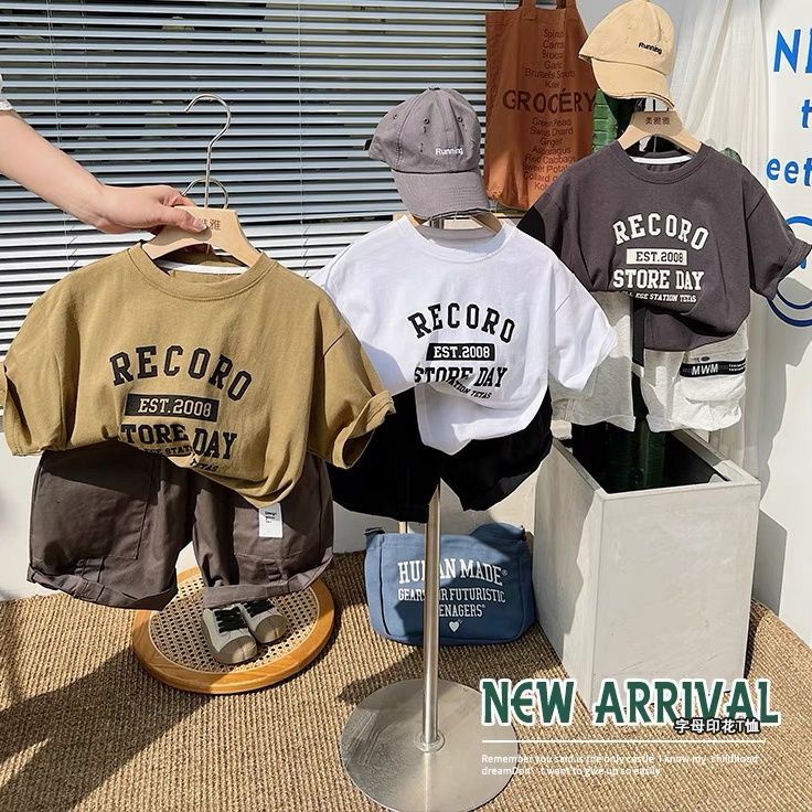 Áo Thun Tay Ngắn Cổ Tròn Dáng Rộng In Chữ Thời Trang Mùa Hè Hàn Quốc 0706 Cho Bé Trai