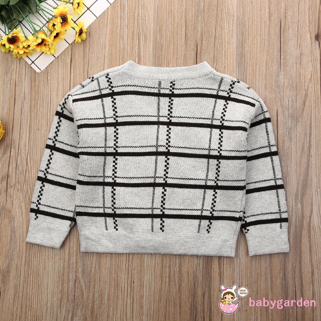 ღ♛ღUnisex Baby Boy OR Girl Knitted Plaid Sweater Cardigan Warm Outwear