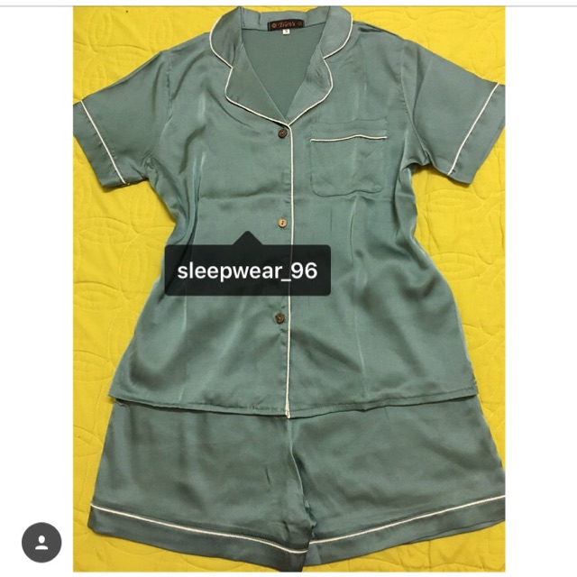 Bộ pijama lụa cộc tay xanh mint