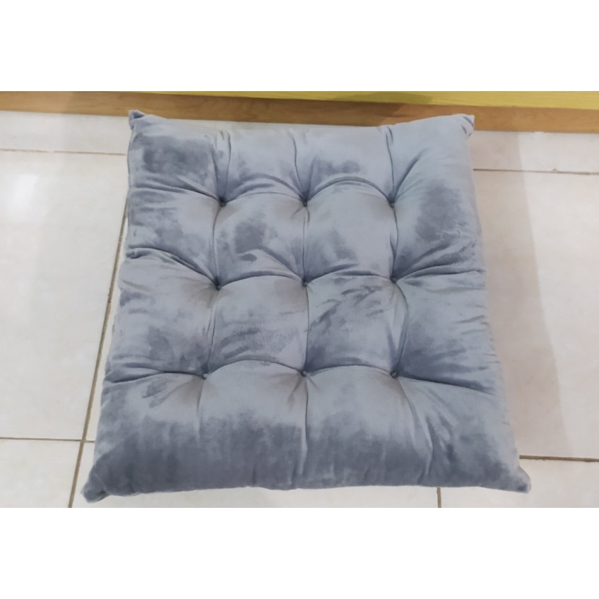 ĐỆM NGỒI BỆT VUÔNG VẢI NỈ NHUNG CAO CẤP  màu ghi xám