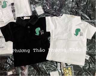 Áo polo đen/ trắng lưng khủng long