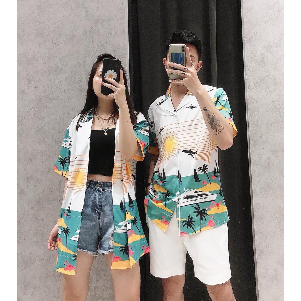 áo sơ mi nam cộc tay, họa tiết cây dừa đen,from rộng | BigBuy360 - bigbuy360.vn