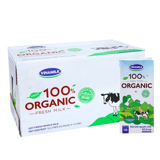 THÙNG 12 HỘP Sữa tươi tiệt trùng Vinamilk 100% Organic không đường