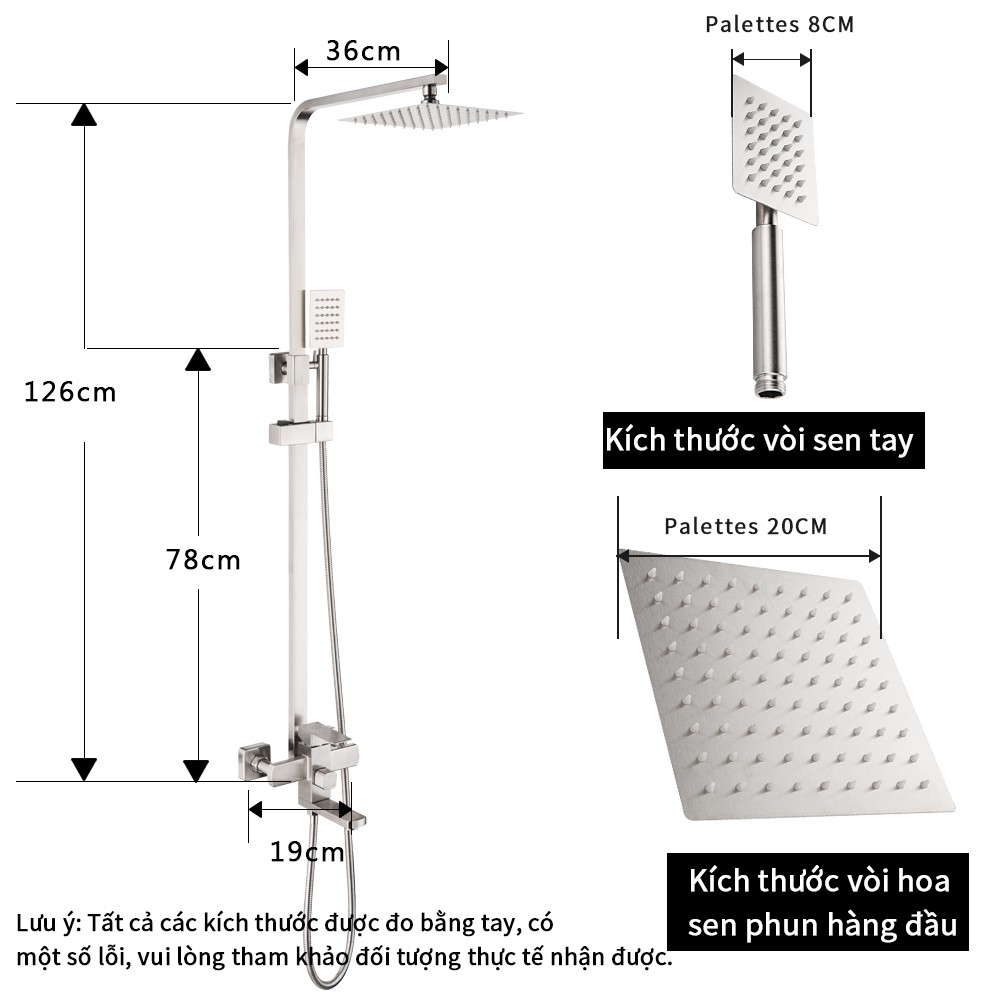 Bộ sen cây tắm đứng nóng lạnh Inox SUS 304 U-HOME ST60-9510B Sen bộ tắm đứng nóng lạnh（sang trọng）