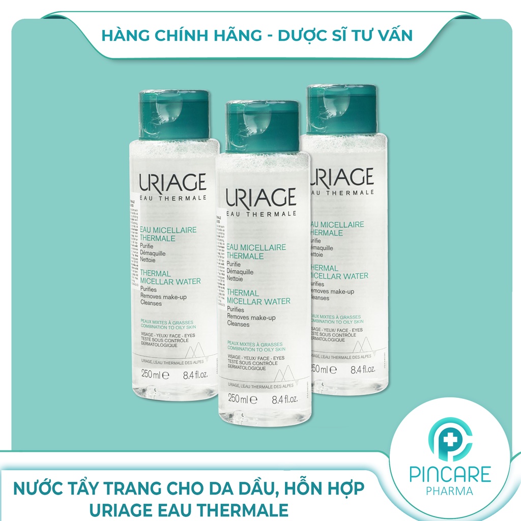 Nước tẩy trang cho da dầu mụn Uriage Eau Micellaire Thermale PMG 250ml (màu xanh) - Hành chính hãng - Nhà thuốc PinCare