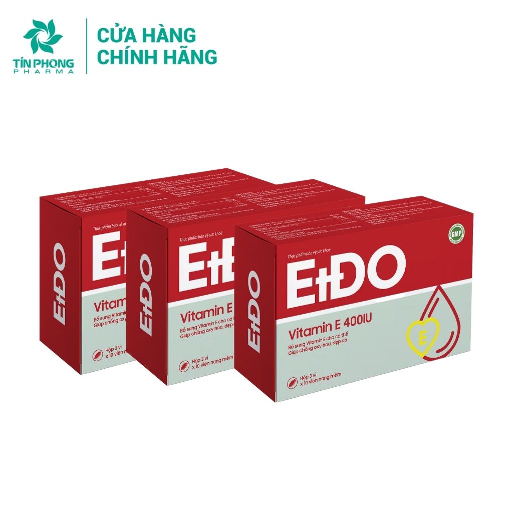 Viên Uống Bổ Sung Vitamin E EtĐo Chiết Xuất Thiên Nhiên Giúp Làm Chậm Lão Hóa Da Căng Mịn Giảm Nhăn Hộp 30 Viên TTP034