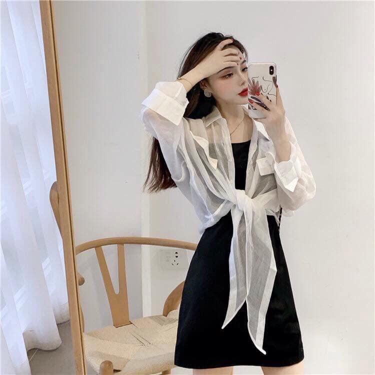 Váy đầm váy body🌺 đầm 2 dây xẻ tà( TẶNG KÈM ÁO CHOÀNG LỤA BÊN NGOÀI ) cực sang chảnh ,tôn dáng ,thongthu