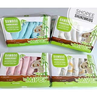 Hộp 6 khăn sữa sợi tre 3 lớp cao cấp mipbi