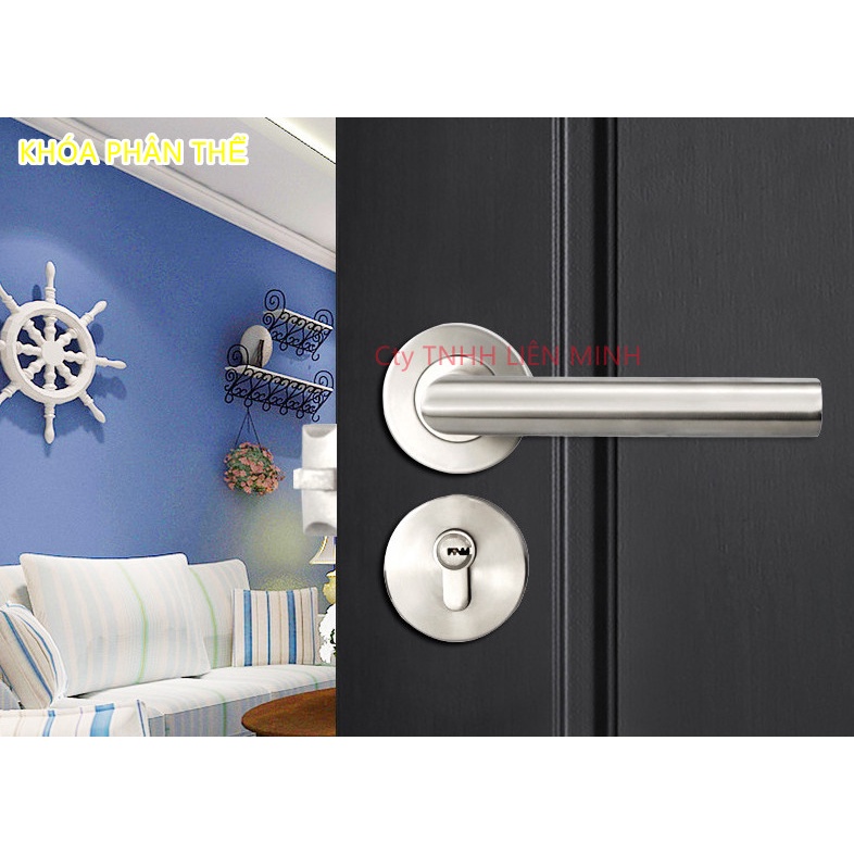 Khoá cửa inox tay gạt phân thể tay cầm tròn