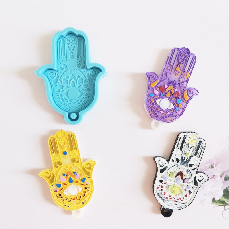 Khuôn Silicone Làm Móc Khóa Hình Bàn Tay Fatima Sáng Bóng DIY