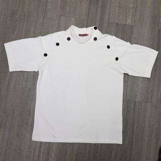 Áo thun unisex phối nút trắng đen