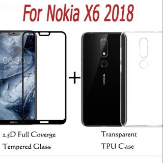 Bộ ốp dẻo + Kính cường lực 5D cho Nokia X6 2018 Full keo toàn màn