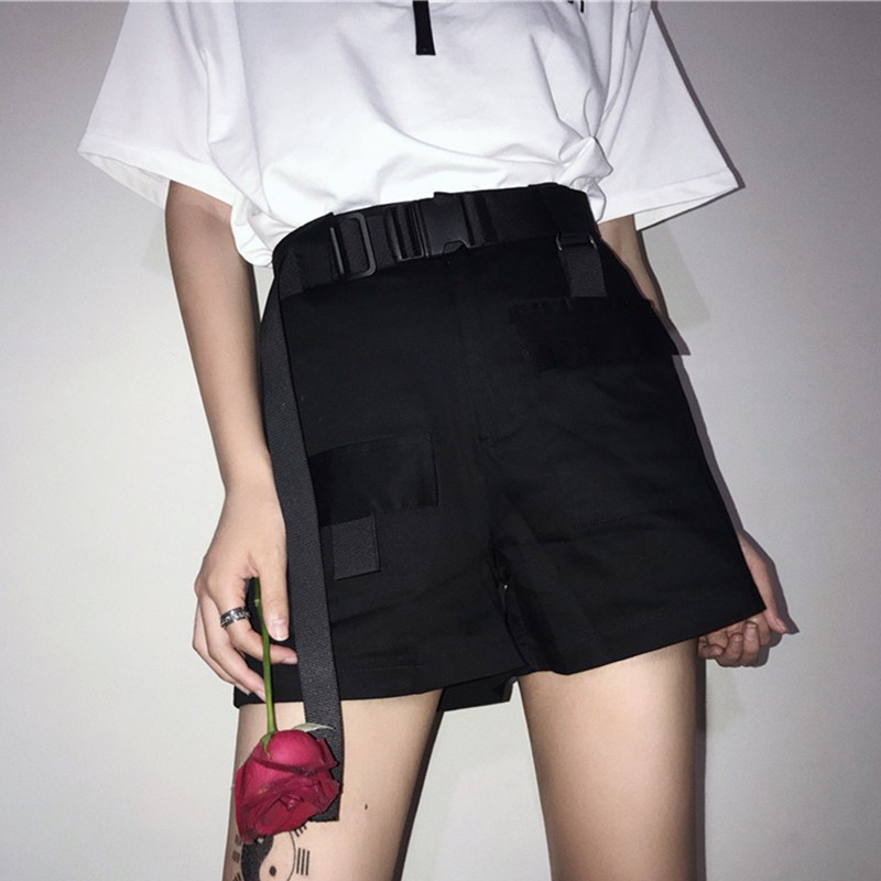 Quần short đáy cao kèm belt ulzzang unisex street style