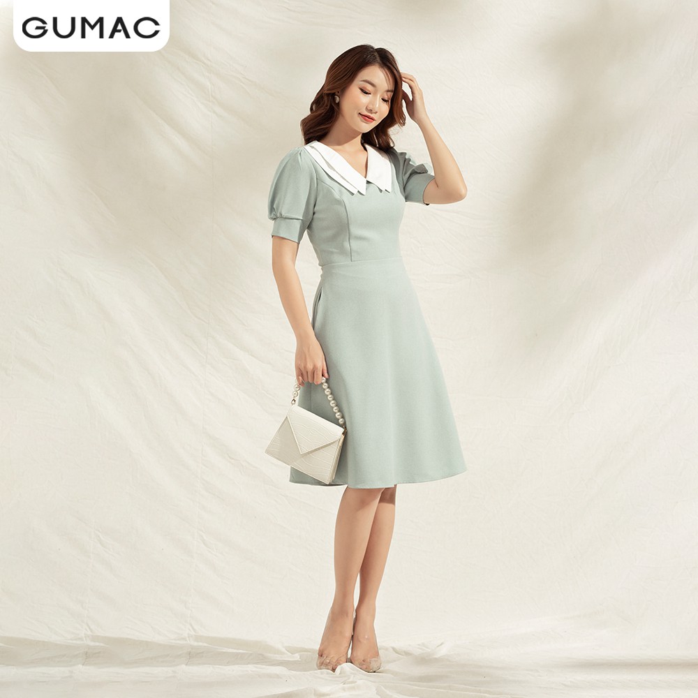 [Mã WAFAST hoàn 20% tối đa 100k xu đơn 250k] Đầm cổ peter 2 lớp DA1162 GUMAC