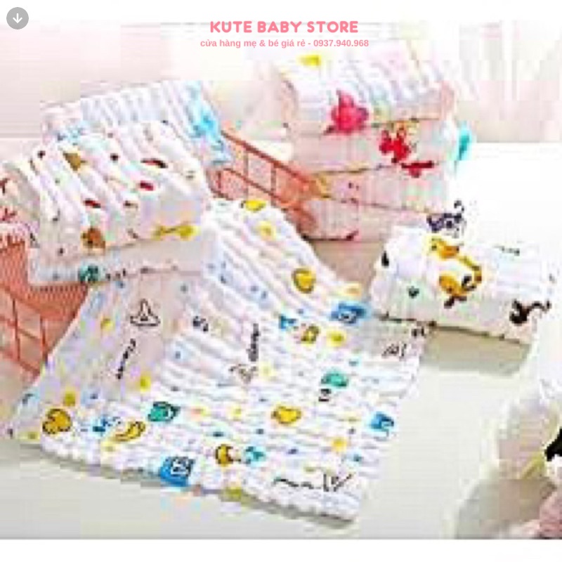 Set 5 khăn sữa 6 lớp Kiluta 30x30cm cao cấp mềm mịn, siêu bền, co giãn, tốt cho làn da của bé