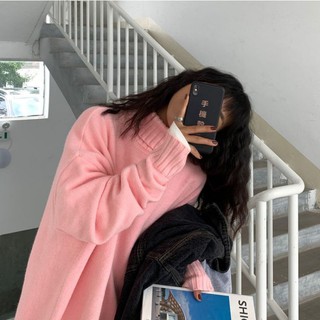 [Order] Áo len trơn màu dáng oversize cổ lọ kiểu Hàn