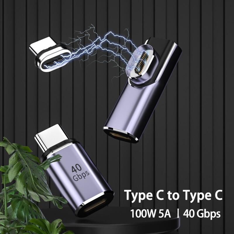 [40Gbps/8K] Bộ đầu chuyển đổi nam châm từ tính Type C sang Type C USB3.2 100W 40Gbps xuất video 8K 60Hz