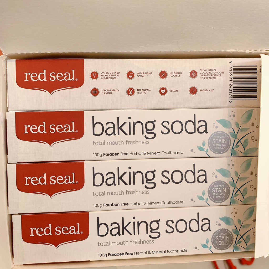 Kem đánh trắng răng Red Seal Baking Soda Úc đủ bill 100g