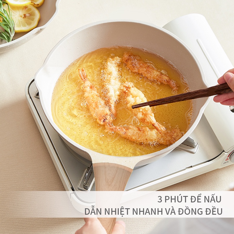 Chảo chống dính Simplus vân đá Maifan Vanilla Series chiên rán thông dụng dùng được cho bếp từ và ga