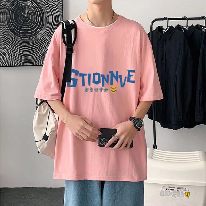 Áo Thun Dáng Rộng In Chữ Phong Cách Hip Hop Hàn Quốc Thời Trang Mùa Hè Cho Nam Và Nữ Size M-8XL