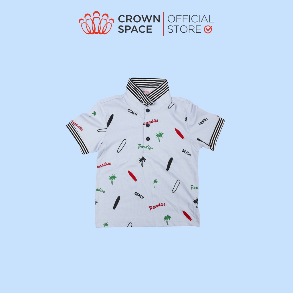 Áo Polo Bé Trai Chính Hãng Crown  Space Fashion CKBS2111105 TShirt Vải Cotton Thoáng Mát Từ Size 1-8