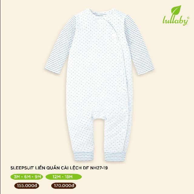 [Lullaby] Body liền quần cài lệch vân thoáng cho bé trai/ bé gái