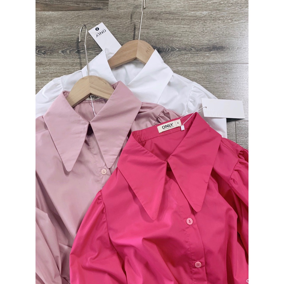 Áo sơ mi ONLY tay bồng siêu đẹp, áo sơ mi công sở nữ đẹp kiểu Hàn Quốc form rộng tay dài chất vải dư cao cấp mã ON