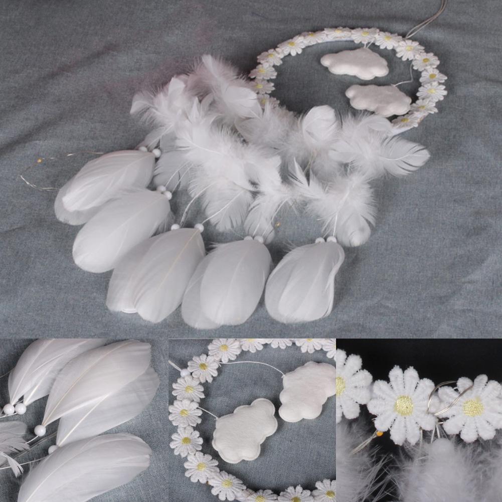 Daisy Cloud Handmade Dream Catcher Quà tặng với đèn LED Dreamcatcher Mặt dây chuyền Sáng tạo Chuông gió Rỗng Treo tường