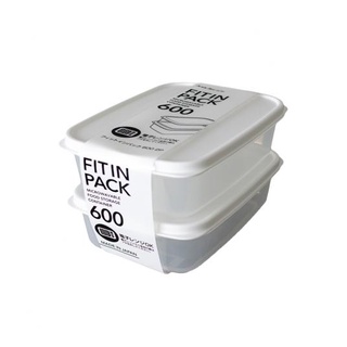 Set 2 hộp nhựa nắp dẻo 600ml Fitin Pack (màu trắng) NHẬT BẢN