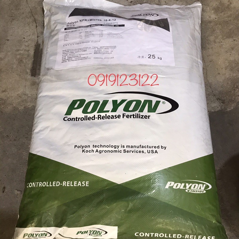 1kg phân tan chậm Polyon, phân tan chậm xanh Mỹ