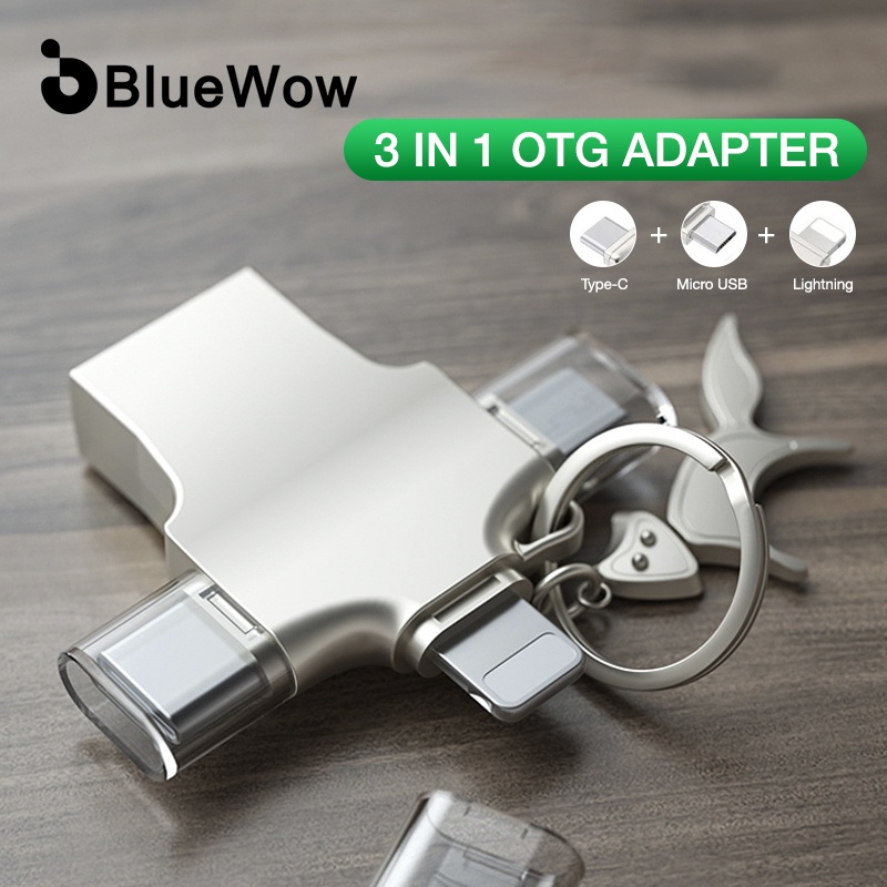 Đầu chuyển đổi BLUEWOW OTG ZJX-S4 cổng USB tốc độ cao sang loại C/micro USB 3 trong 1