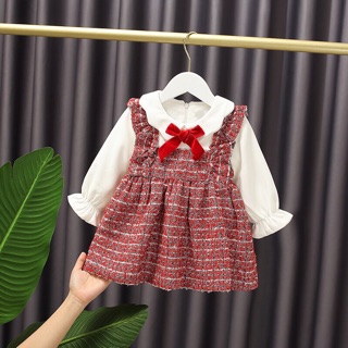 Váy dạ đỏ bé gái