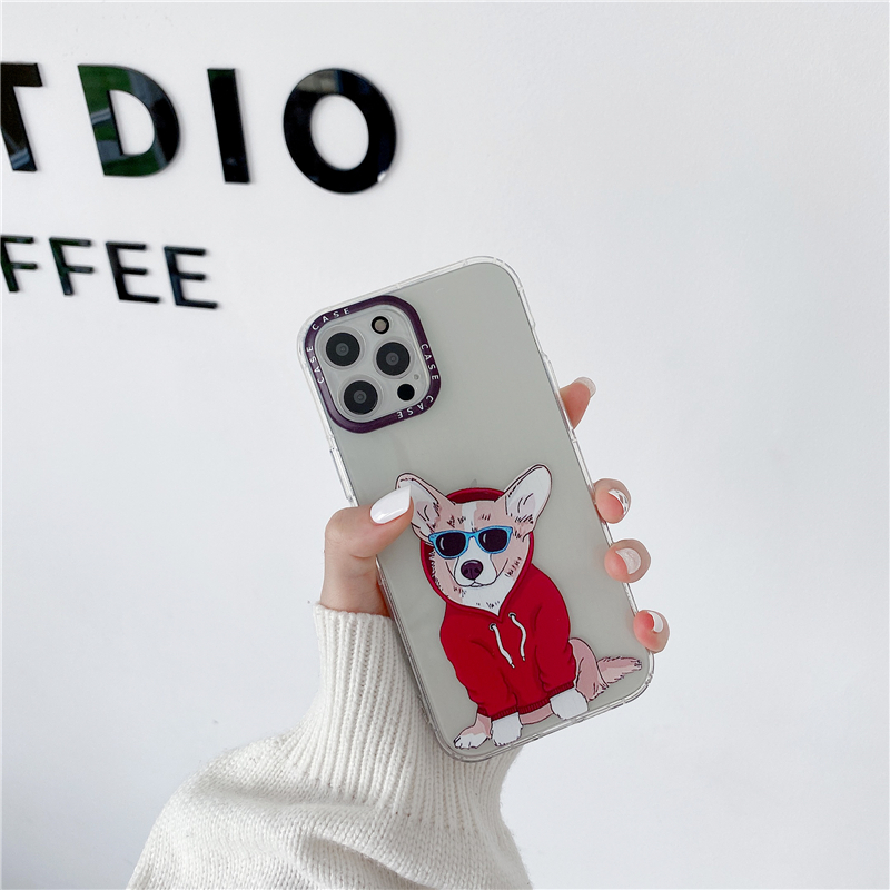 Suitable for SAMSUNG S9 Plus S10 S10plus S20plus S20 S20ultra S20fe cartoon Corgi and French bulldog couple S21/S30 S21Plus S21 all-inclusive anti-fall mobile phone case
