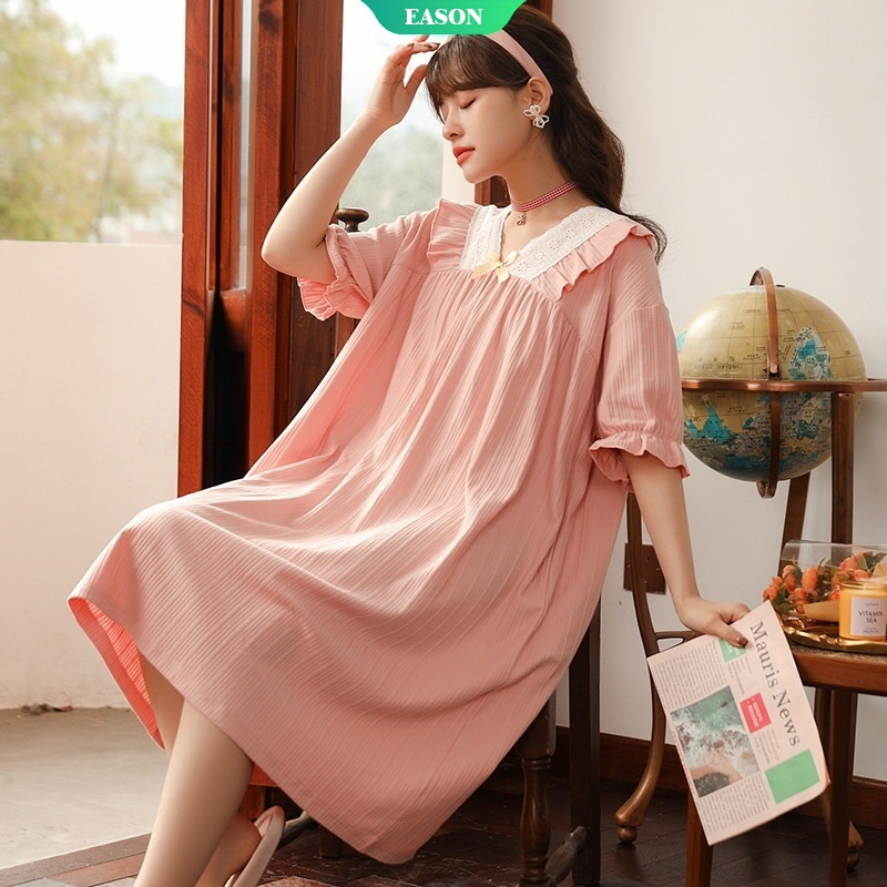 Đồ ngủ Tay Ngắn Dáng Rộng Chất cotton Mỏng Nhẹ In Họa Tiết Dễ Thương Phong Cách Hàn Quốc Thời Trang Cho Nữ
