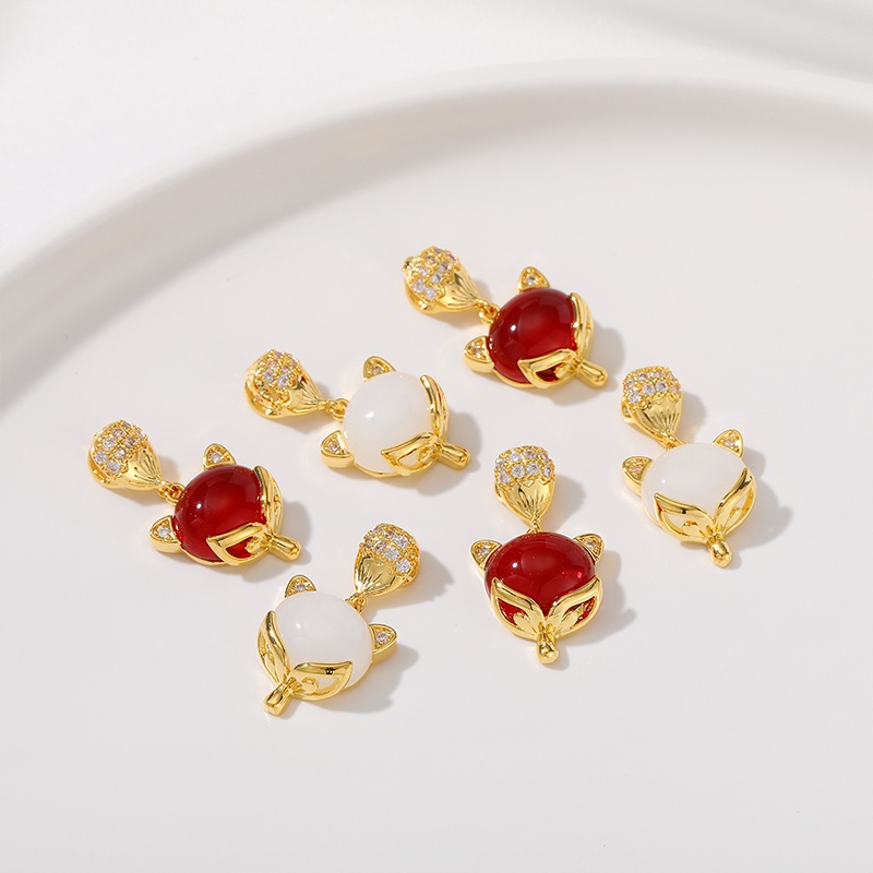 Mặt Dây Chuyền / Bông Tai Handmade diy Bằng Đồng Mạ Vàng 18K Hình Cáo Nhiều Màu Sắc