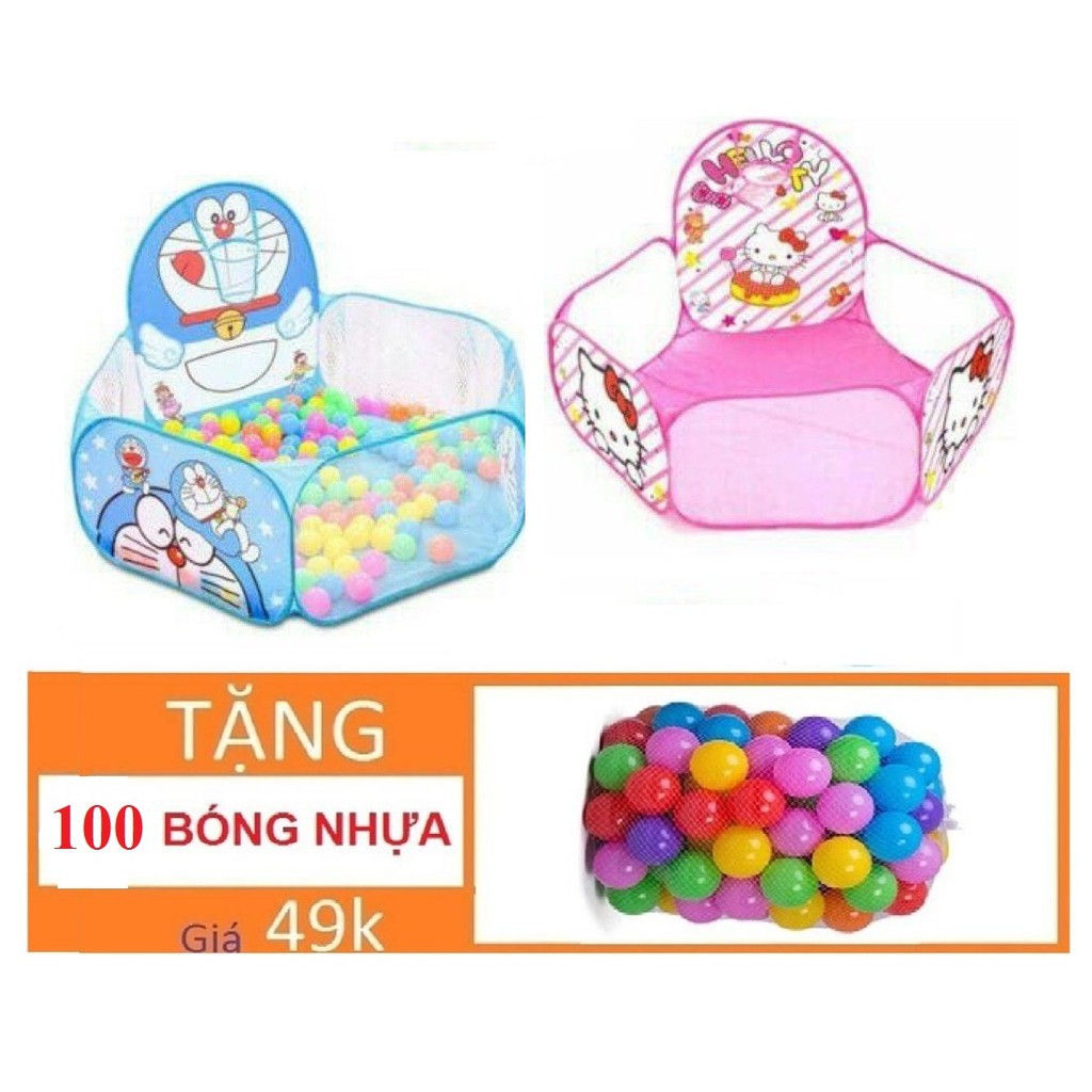 [Mã TOYJAN hoàn 20K xu đơn 50K] LỀU BÓNG RỔ/ QUÂY BÓNG RỔ/ NHÀ BÓNG DOREMON/ KITTY TẶNG KÈM 100 BÓNG (HOT)