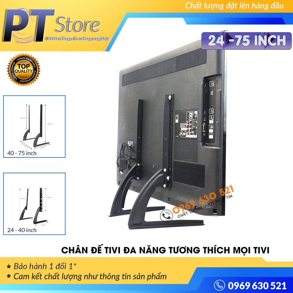 ☒✒Chân đế tivi đa năng lắp đặt mọi hãng 24 - 75 inch Tùy Chỉnh Cao Thấp 3 Cấp Độ