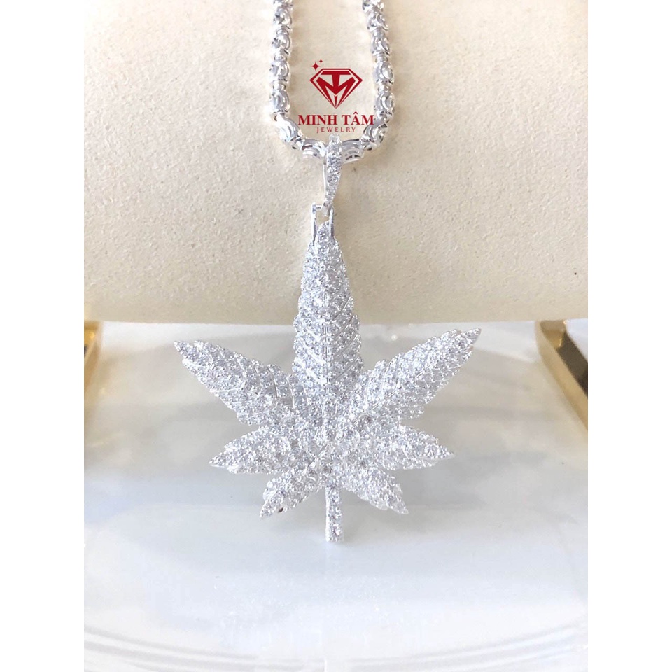 Mặt dây chuyền hình lá phong chất liệu bạc ta đính đá cho nam-Minh Tâm Jewelry