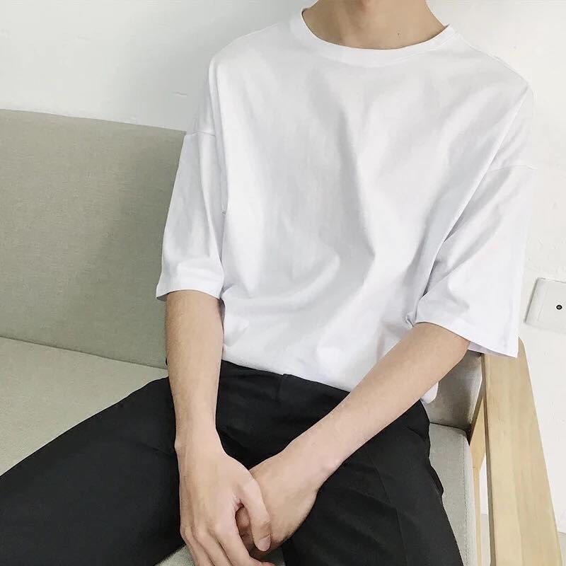 áo thun tay lỡ màu trắng FOME RỘNG có chọn size, chất thun xịn 0ffk22