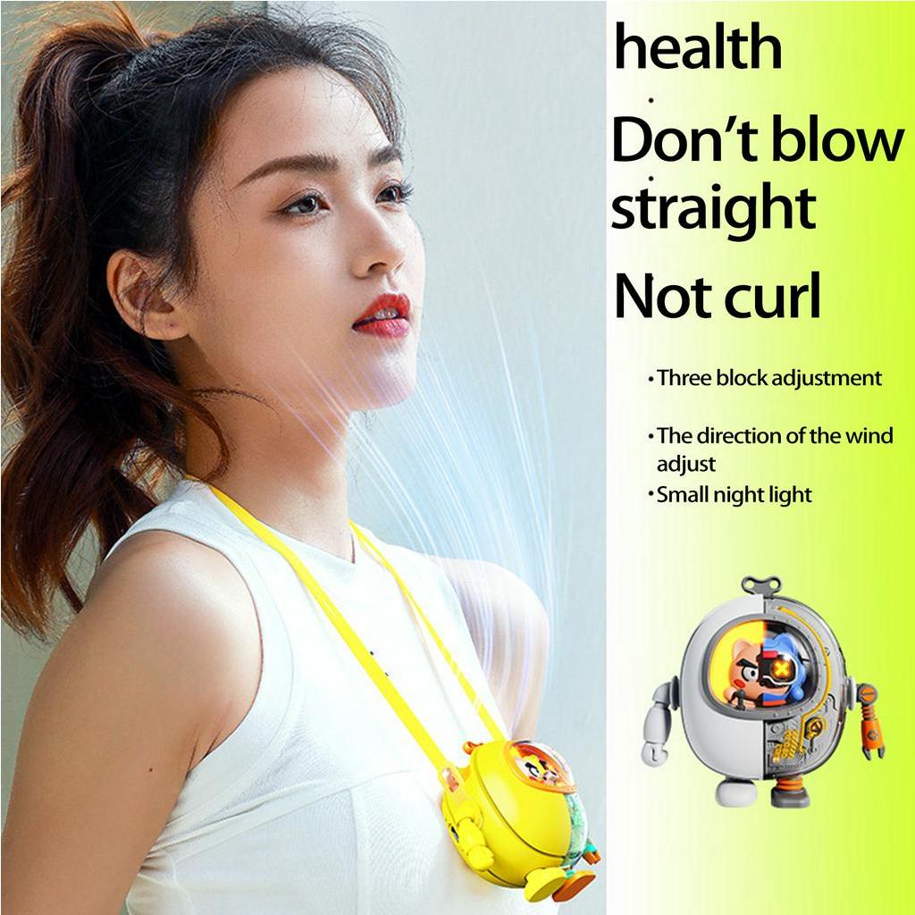 1 Bộ Quạt Làm Mát USB Mini 900mAh 3 Tốc Độ Thiết Kế Đeo Cổ Tiện Lợi