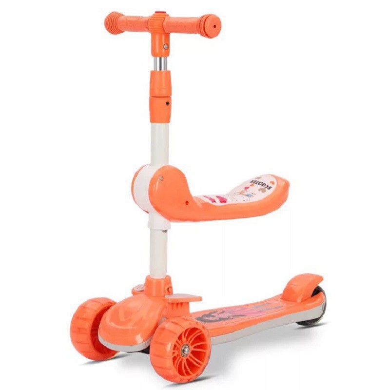 Xe scooter cho bé xe trượt scooter FL-811 trẻ em có ghế ngồi 3 in 1, 3 bánh tháo gọn có nhạc đèn